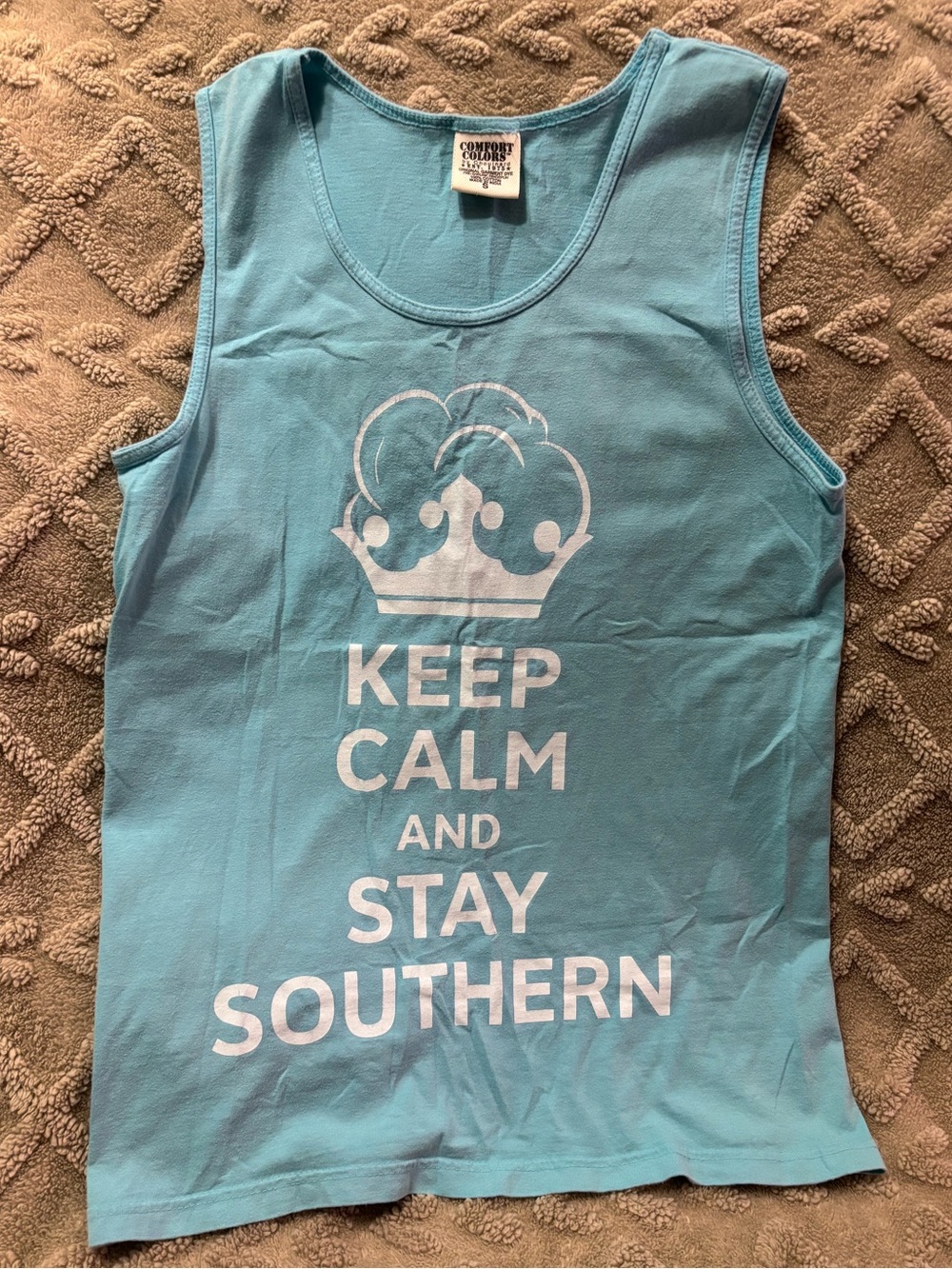 Lauren James Light Blue Graphic Tank with Script Logo